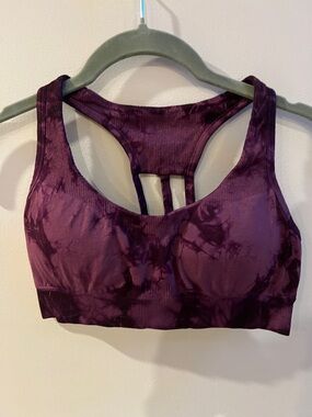 Purple Tie-Dye Sports Bra - Women Workout Sleepwear Gym With Inserts